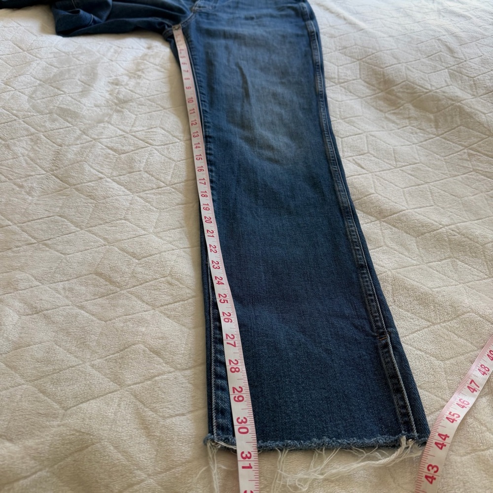 Madewell Midrise Stovepipe Denim Jeans Frayed Raw Hem Size 30 waist 30.5 Inseam - Picture 10 of 12